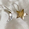 Sterling and Red Brass Moon & Star Earrings