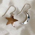 Sterling and Copper Moon & Star Earrings