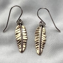 Red Brass Feather Earrings - small