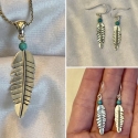 Matching Sterling Silver Feather Pendant and Earrings