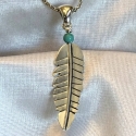 Sterling Silver w/ Turquoise Feather Pendant