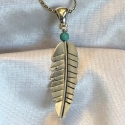 Sterling Silver w/ Turquoise Feather Pendant