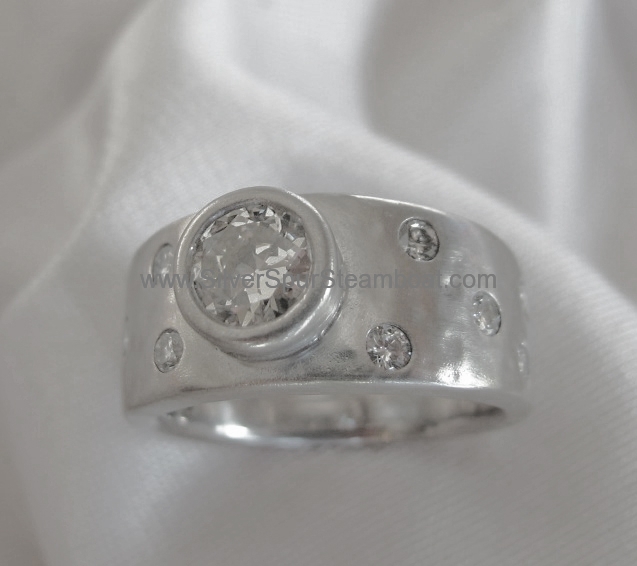 14K white gold Textured Engagement Ring