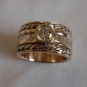 14k Two toned wide Diamond band