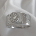 14K white gold Textured Engagement Ring