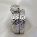 hand cast engraved wedding set