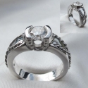 14K White Horseshoe Engagement ring
