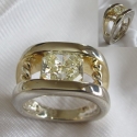 14k white and 18K yellow radiant yellow Diamond ring