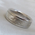 14k white textured Mans Wedding Band