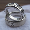 custom 14k snow flake wedding set