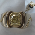 14K White gold custom ring with 18k yellow gold and a 1.27ct Fancy Yellow Diamond