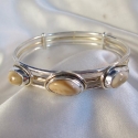 Sterling Silver and 14k Gold Elk Ivory Bangle Bracelet