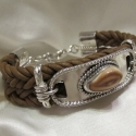 leather style sterling tag Ivory Bracelet