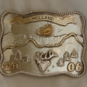 14k and SS Elk Ivory Trophy Belt Buckle