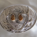 Sterling Silver Elk Ivory Belt Buckles with 14k twist around Ivories