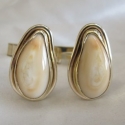 SS with 14k Gold smooth wire trim Elk Ivory cuff links