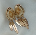 14K gold Elk Ivory Feather earrings