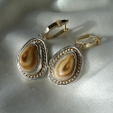 SS with 14k Gold double trim Elk Ivory earrings