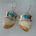 SS capped with double twist and Turquois Elk Ivory earrings