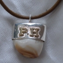 Sterling Silver capped Elk tooth pendant with 14k Initials
