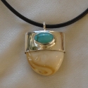 Sterling Silver with Turquoise Elk tooth Ivory capped Pendant