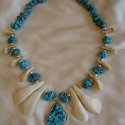 Sterling silver Elk tooth and Mexican Turquoise Pendant