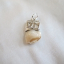 Sterling silver capped elk tooth pendant with Sterling silver overlayed initials