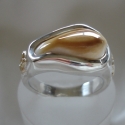 Sterling Silver cast band style Elk tooth ring with 14k initials