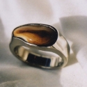 14k white band style plain Elk Tooth ring