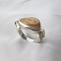 Sterling Silver with 14ky Gold arrow Elk Ivory Ring